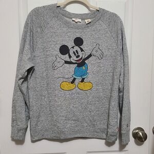 Levis x Disney Mickey Mouse Sweatshirt Womens Medium Gray Raglan‎ Pullover